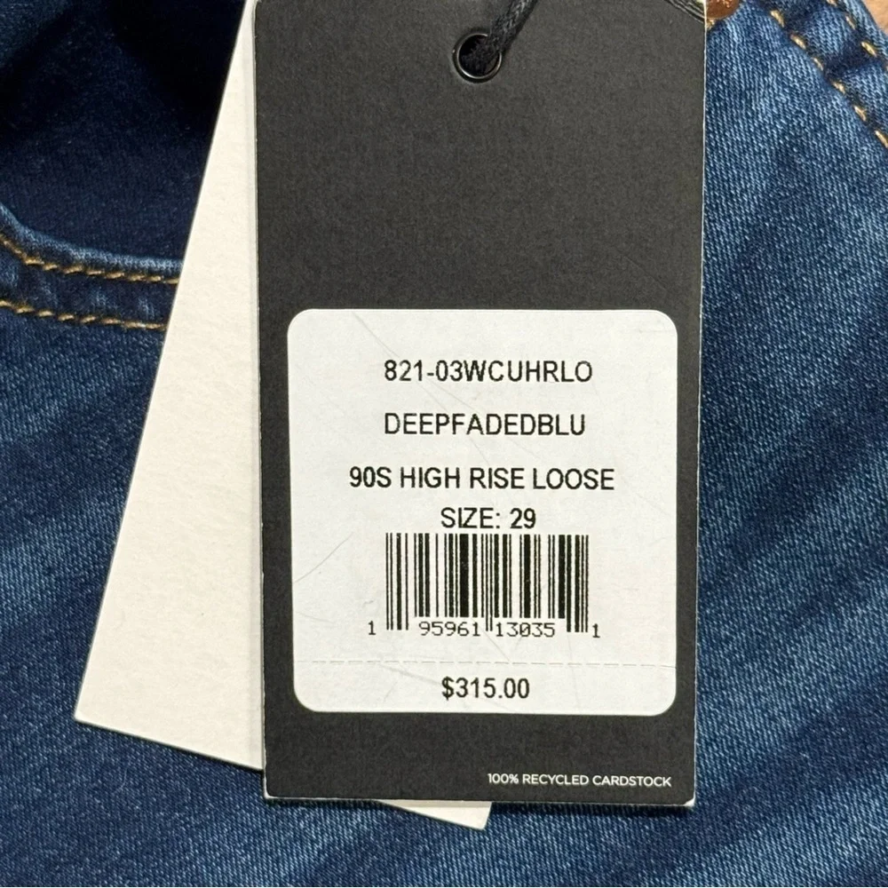 RE/DONE NWT 29 Deep Faded Blue 90s High Rise Loose Jeans Button Front Casual - Picture 4 of 10